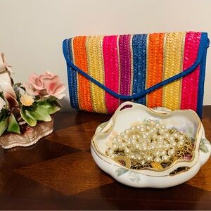 Vintage 80’s Striped Multicolor Woven Envelope Clutch/Crossbody - Bright Stripes